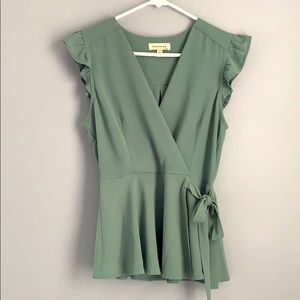 Ruffle Sleeve Wrap Top